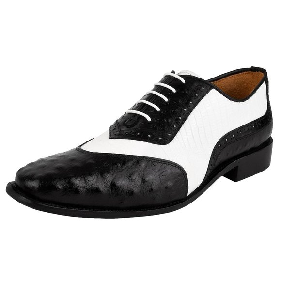 William Genuine Leather Two Tonned Lizard/Ostrich Print Oxford Shoes main image 6